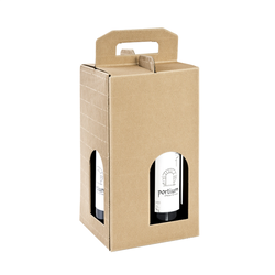Coffret 4 bouteilles 18x18x34cm naturel kraft - carton de 20