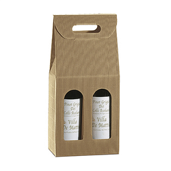 Coffret 2 bouteilles 18x9x34cm naturel kraft - carton de 30