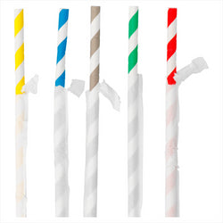 Pailles flexibles à franges sous sachets ø0,60x23 cm assorti papier - vendu par 250 unités