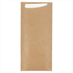 Pochette couverts + serviette 8,5x19,5 cm naturel kraft vergé - carton de 250