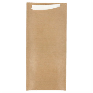 Pochette couverts + serviette 8,5x19,5 cm naturel kraft vergé - vendu par 250