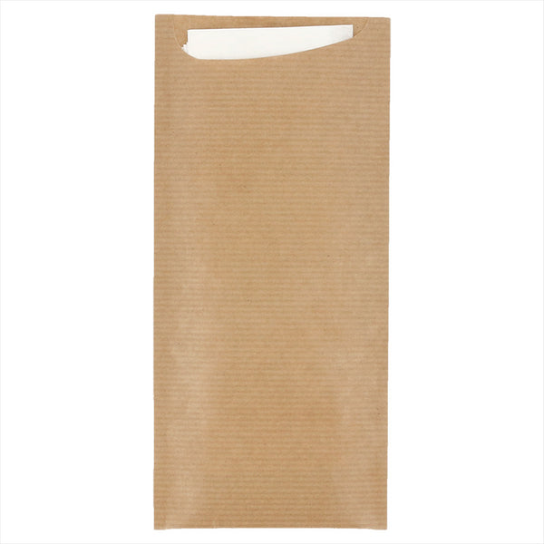 Pochette couverts + serviette 8,5x19,5 cm naturel kraft vergé - vendu par 250