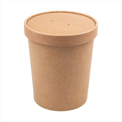 RÉCIPIENTS + COUVERCLES 960 ML 340 + 18  PE G/M2 Ø11,7/9,2x13,5 CM NATUREL KRAFT - vendu par 250 unités