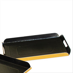 PLATEAUX TRAITEUR AVEC ANSES 750 G/M2 19x28 CM NOIR/OR CARTON - vendu par 100 unités (Prix unitaire = 0,28 euros)