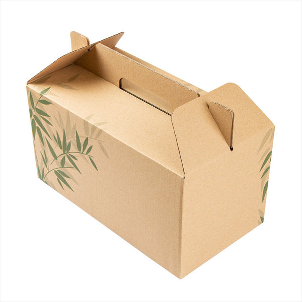 BOÎTES TRANSPORT DE REPAS 'FEEL GREEN' 24,5x13,5x12 CM MARRON CARTON - vendu par 100 unités (Prix unitaire = 0,56 euros)