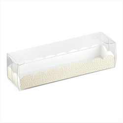 BOÎTES MACARONS + BASES BRISTOL 19x5x5 CM TRANSPARENT PVC - vendu par 200 unités (Prix unitaire = 0,61 euros)