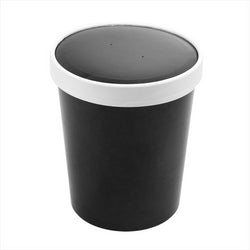 RÉCIPIENTS + COUVERCLES 960 ML 18 PE + 340 + 18  PE G/M2 Ø11,7/9,2x13,5 CM NOIR CARTON - vendu par 250 unités