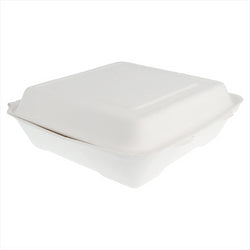 Boite "l" compostable et biodegradable 22,5x22,5x7,5 cm blanc canne à sucre - vendu par 200 (pu 0,53€)