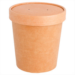 RÉCIPIENTS + COUVERCLE 480 ML 340 + 18  PE G/M2 Ø 9,8/7,5x10 CM NATUREL KRAFT - vendu par 250 unités