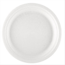 Assiettes compostable et biodegradable ø 26x2,1 cm blanc canne à sucre - carton de 500