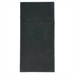 Serviettes kangourou 55g/m² 40x40cm noir airlaid style tissu - carton de 700