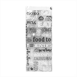 SACHETS POUR SANDWICHES 'PAROLE' 35+20 G/M2 9+4x22 CM ARGENTE PARCHEMIN + ALUMINIUM - vendu par 500 unités (Prix unitaire = 0,06 euros)