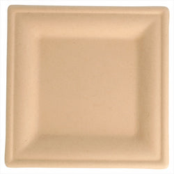 Assiettes carrées compostable et biodegradable 16x16x1 cm naturel canne à sucre - carton de 1000
