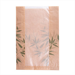 SACHETS PAIN ROND AVEC FENÊTRE 'FEEL GREEN' 32 G/M2 26+10x38 CM NATUREL KRAFT - vendu par 125 unités (Prix unitaire = 0,0655 euros)