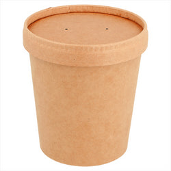 COMBO RÉCIPIENTS + COUVERCLES 480 ML 340 + 18  PE G/M2 Ø 9,8/7,5x10 CM NATUREL KRAFT - vendu par 250 unités