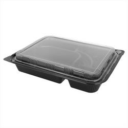PLATEAU POUR REPAS 4 COMPART. 27x20,6x5 CM NOIR PLASTIQUE PP - vendu par 300 unités (Prix unitaire = 0,67 euros)