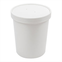 RÉCIPIENTS + COUVERCLES 960 ML 18 PE + 340 + 18  PE G/M2 Ø11,7/9,2x13,5 CM BLANC CARTON - vendu par 250 unités