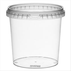 Récipients inviolables + couvercles 1180 ml ø 13,3x13 cm transparent plastique pp - vendu par 180 unités (prix unitaire = 0,64 euros)