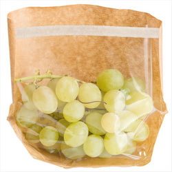 SACHETS AVEC BASE ET FENÊTRE AUTO FERMETURE 'TURTLE PACK' 50 G/M2 + 15 PLASTIQUE PP 20x15x4/4 CM NATUREL KRAFT - vendu par 100 unités (Prix unitaire = 0,078 euros)