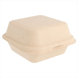 Boite burger compostable et biodegradable 450ml 15,2x15x8,4cm naturel canne à sucre - vendu par 600 (pu 0,2€)
