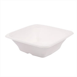 BOL CARR? COMPOSTABLE ET BIODEGRADABLE 700 ML 18x18x6 CM BLANC canne à sucre