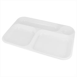 PLATEAUX À EMPORTER - 4 COMP. 36x24 CM BLANC PLASTIQUE PS - vendu par 300 unités (Prix unitaire = 0,43 euros)