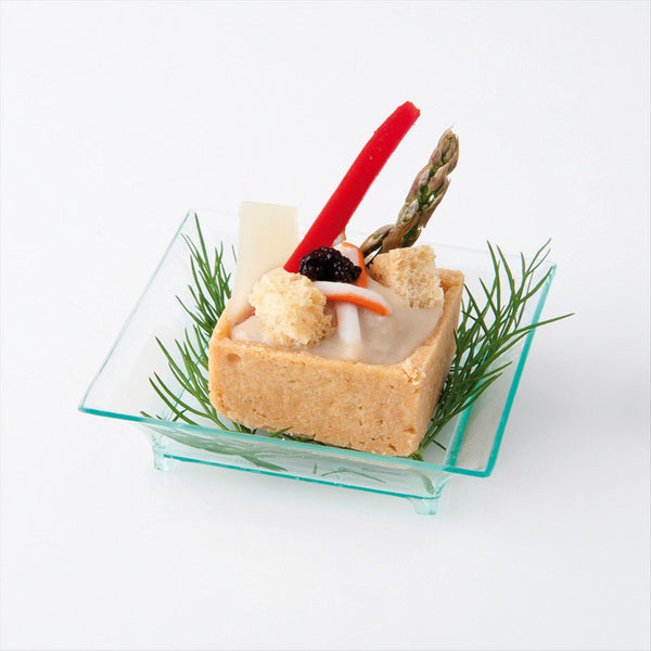 MISE EN BOUCHE "CARRÉS" 6,3x6,3x1,5 CM VERT D'EAU PLASTIQUE PS - vendu par 720 unités