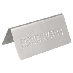PLAQUE DE TABLE "RESERVADO" 12x5,4x5,9 CM ARGENTE INOX - vendu par 1 unités (Prix unitaire = 4 euros)