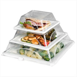 COUVERCLES POUR RÉFÉRENCE 215.94 COMPOSTABLE ET BIODEGRADABLE 27x27x5 CM TRANSPARENT PET