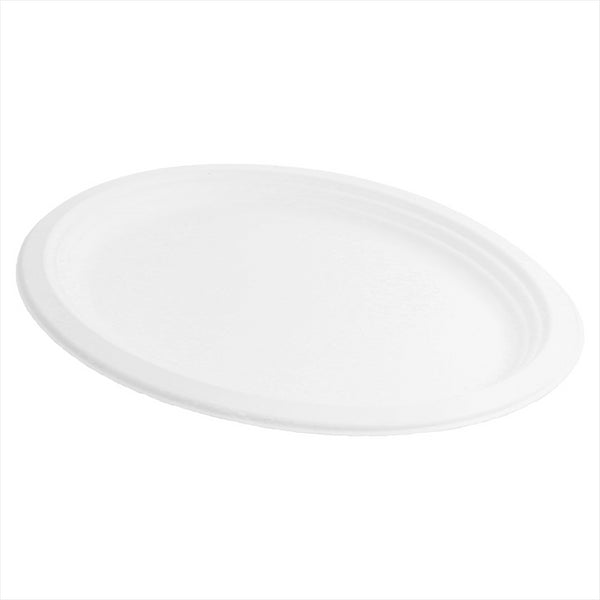 PLATEAUX OVALES COMPOSTABLE ET BIODEGRADABLE 31,8x25,5x2,2 CM BLANC canne à sucre