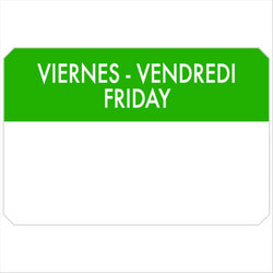 500 U. ÉTIQUETTES ADHESIVES "VENDREDI" 7,5x5 CM VERT ADHESIF - vendu par 1 unités (Prix unitaire = 7 euros)