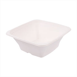 BOL CARR? COMPOSTABLE ET BIODEGRADABLE 950 ML 18x18x7 CM BLANC canne à sucre