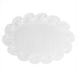 DENTELLE OVALE AJOURÉE 53 G/M2 22x16 CM BLANC PAPIER - vendu par 250 unités (Prix unitaire = 0,016 euros)