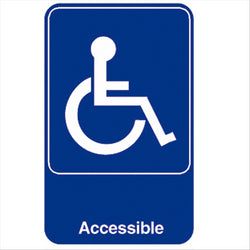 PLAQUE AUTOADHESIVE "ACCESSIBLE" 15,3x23 CM BLEU METACRYLATE - vendu par 1 unités (Prix unitaire = 3,5 euros)