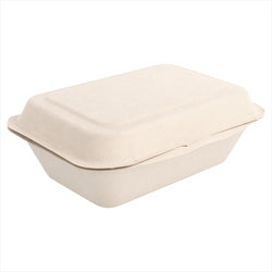 Boite compostable et biodegradable 600 ml 13,6x18,2x6,4 cm naturel canne à sucre - vendu par 1000 (pu 0,19€)