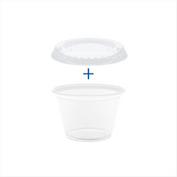 50  PETITS POTS + 50 COUVERCLES 60 ML Ø6,2x3,2 CM TRANSPARENT  PP - vendu par 24 unités (Prix unitaire = 3 euros)