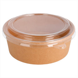 Combo saladier + couvercles  PET 1300 ml 320 + 18  PE g/m² ø 18,5/16x6,5 cm naturel kraft - vendu par 200 (PU 0,59€)