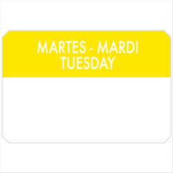500 U. ÉTIQUETTES ADHESIVES "MARDI" 7,5x5 CM JAUNE PALE ADHESIF - vendu par 1 unités (Prix unitaire = 7 euros)