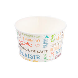 POTS À GLACES 'PAROLE' 240 ML 250 + 18 PE G/M2 Ø9,4x5,5 CM BLANC CARTON 