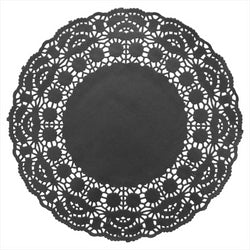 DENTELLES RONDES AJOURÉES 40 G/M2 Ø 24 CM NOIR PAPIER - vendu par 250 unités (Prix unitaire = 0,062 euros)