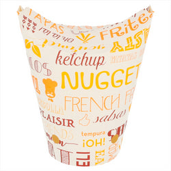 GOBELETS À FRITES AVEC FERMETURE 'PAROLE' 16 OZ - 480 ML 220 + 18 PE G/M2 8,5x14 CM BLANC CARTON - vendu par 50 unités (Prix unitaire = 0,104 euros)