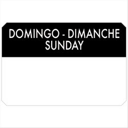 500 U. ÉTIQUETTES ADHESIVES "DIMANCHE" 7,5x5 CM NOIR ADHESIF - vendu par 1 unités (Prix unitaire = 7 euros)