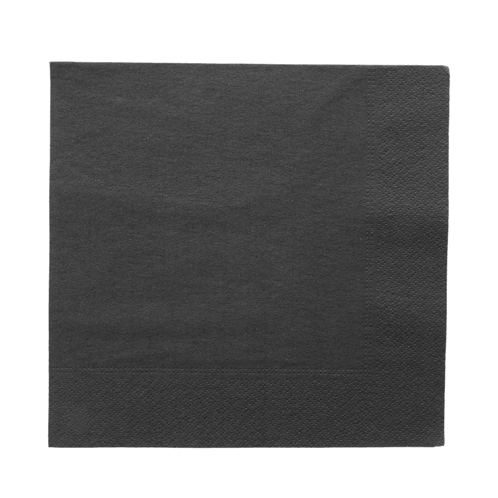Serviettes ecolabel 2 plis 18g/m² 39x39cm noir ouate - vendu par 1600 (PU 0,037€)