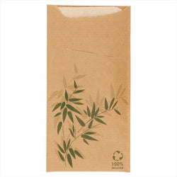 Pochette couverts + serviette 'just in time - feel green 11,2x22,5 cm naturel kraft vergé - par carton de 400