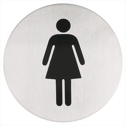 PLAQUE AUTO-ADHESIVE "DAMES" Ø 7,5 CM ARGENTE INOX - vendu par 1 unités (Prix unitaire = 2.65 euros)