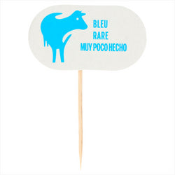 Steak marker "bleu" 8 cm blanc carton - vendu par 100 (PU 0,014€)