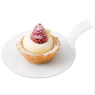 18 U. BASES MISE EN BOUCHE RONDES AVEC ANSE Ø 8 CM TRANSPARENT PLASTIQUE PS - vendu par 72 unités