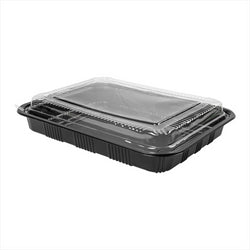 Sets barquettes + couvercles 25x18,3x5,6 cm noir plastique ps - vendu par 300 unités (prix unitaire = 0,68 euros)