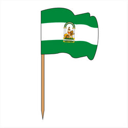 Petits drapeaux andalousie 4x3/6,5 cm assorti bois - vendu par 144 (PU 0,011€)