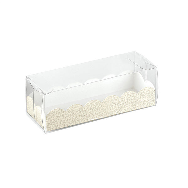 Boîtes pâtisserie + bases bristol 16x5x5cm transparent PVC - vendu par 200 (PU 0,57€)